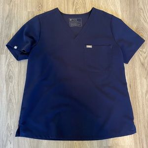 Figs women's L catarina navy scrub top